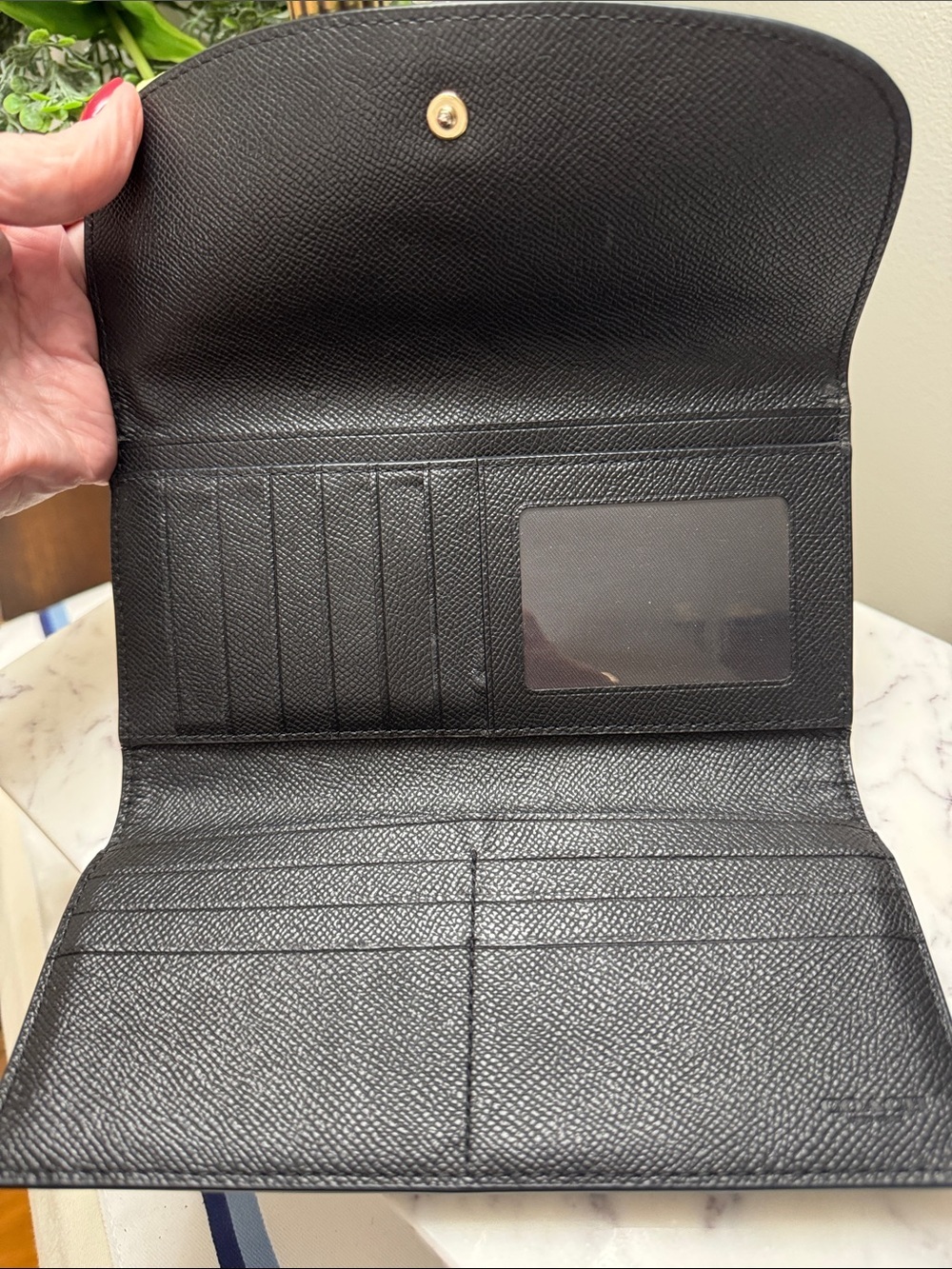 Coach Black Pebbled Leather Fold-Over Wallet - Picture 3 of 8